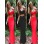 Two piece red low-cut sleeveless maxi evening dress M30045