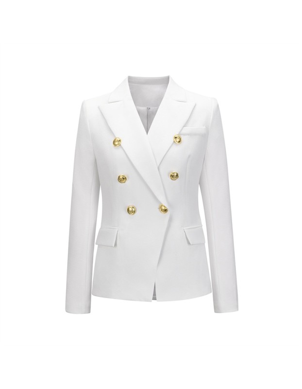 Short Suit Jacket Double Breasted Top Coat Solid Color Women Blazer H2013