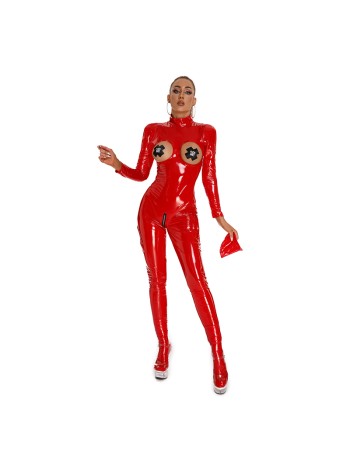 Tight Mirror PVC Patent Leather Latex Full Zipper Pants Bright Leather Jumpsuit XX6850