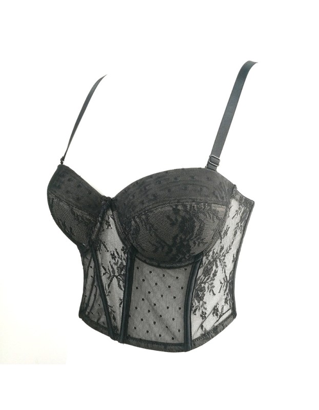 Chest Lace Mesh Gauze Perspective Costume Waist Top Sexy Vest KN8260