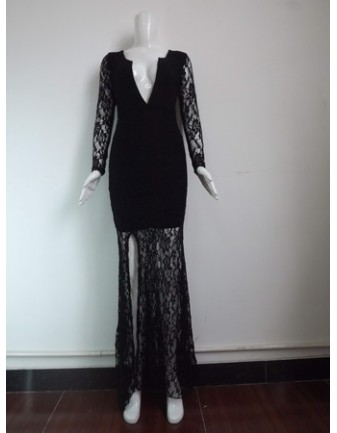 Sexy Black And White Lace Design Evening Dress M3974