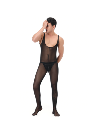 Men's Underwear Mesh One-Piece Bodysuit Vest Sexy Nightclub Stage Costume N996
