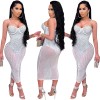 Mesh Club Sexy Diamond Encrusted Halter Womens Dresses X3805