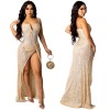 Fork Hot Drilling Bead Mesh Evening Gown Elegant Ladies Dresses X5263