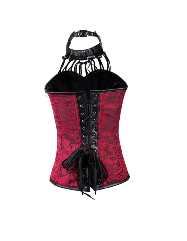 New Faux leather Halter Steel Boned Zip Corsets M1406