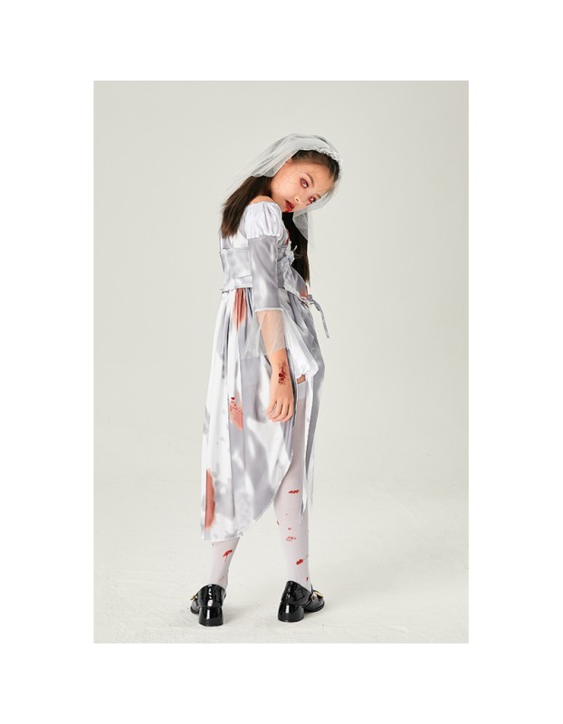 Ghost Child Costume Bride Gauze Halloween Girl Cosplay Vampire Dress SM032A
