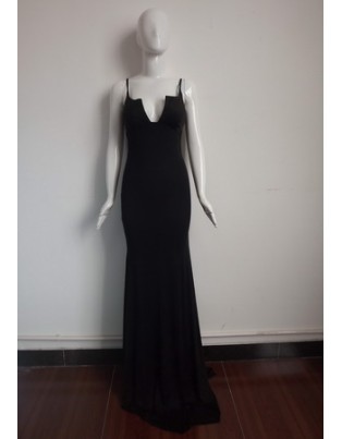Fashion Top Style Black Long Evening Dress M3993