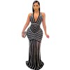 Sexy Deep V Backless Sequin Evening Ironed Drill See Through Long Party Dress X3816