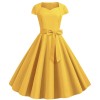 Solid Color Retro Short Sleeve 2022 Spring Elegant Casual Dresses JY14129
