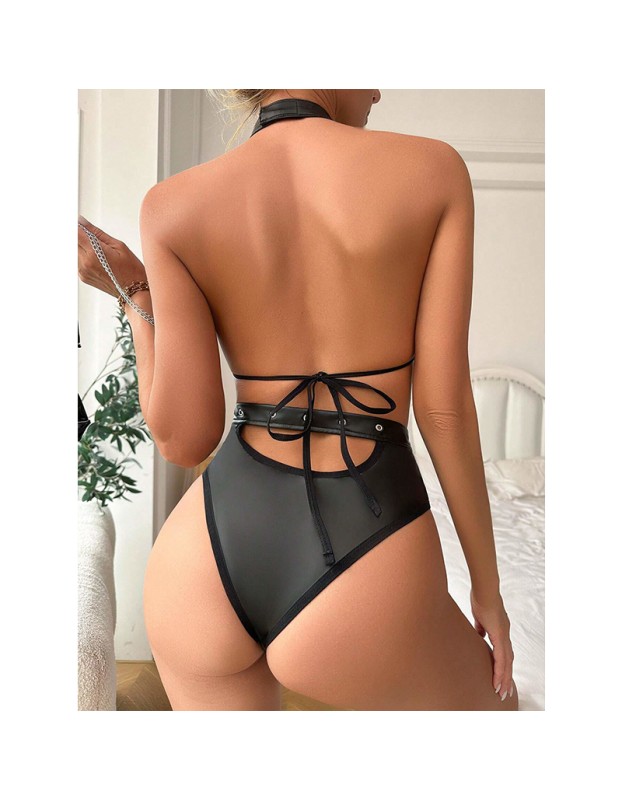 Sexy Women Jumpsuit Sexy Patent Leather Hollowed-Out Buttock Skirt YSF712