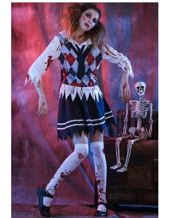 Bloody Zombie School Girls Costume M40241