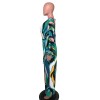 Fashion Sexy V-neck Long Sleeved Printed Wide Leg Jumpsuit For Women YM8631