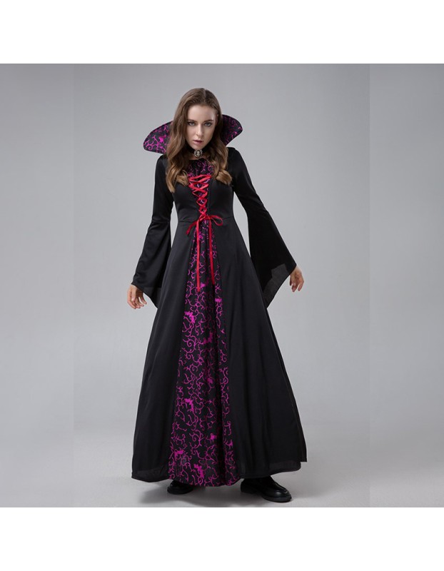 Halloween Evil Demon Court Queen Vampire Stage Costume Cosplay Dress YM8728
