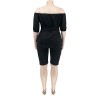Solid Color Plus Size Women's Independent Stand One Shoulder Two Piece Set YM8627