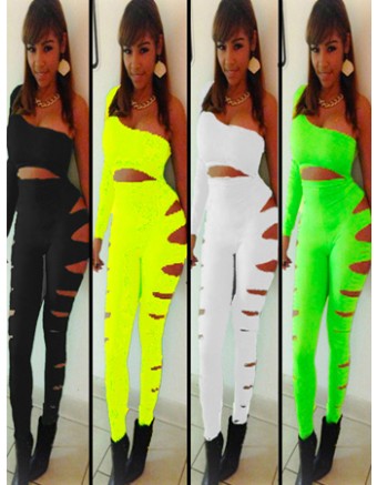 2014 New Arrival Sexy Four Colors One Shoulder bandage bodycon jumpsuit M3793