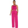 Women's Halter Cross-Strap Solid Color Wide-Leg Pants Two Piece Set 9428