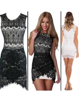 Sexy Black And White Mini Dress M3898