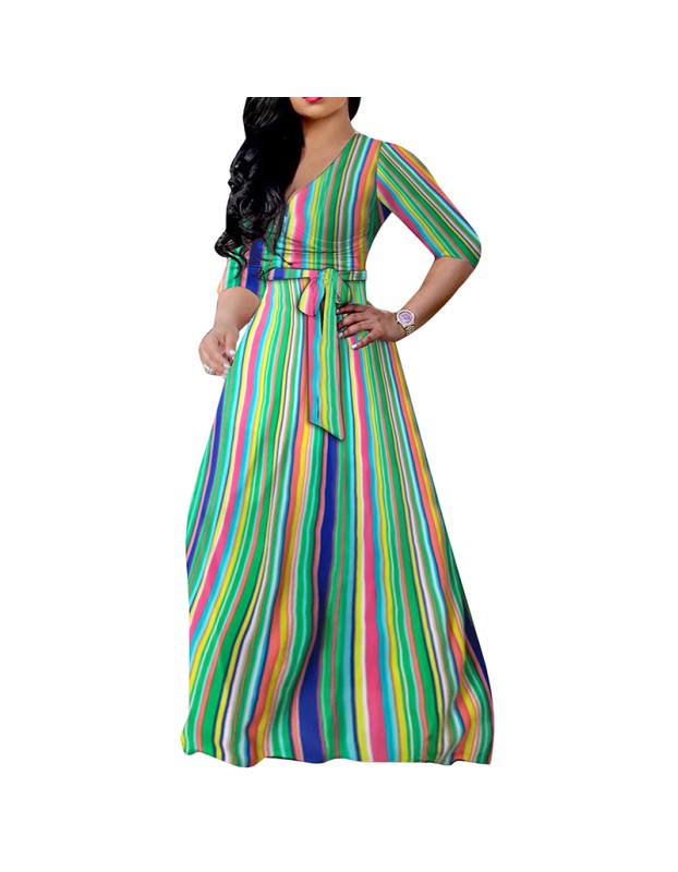 Casual Floral Print Summer Sexy Plus Size Women Dress 8616