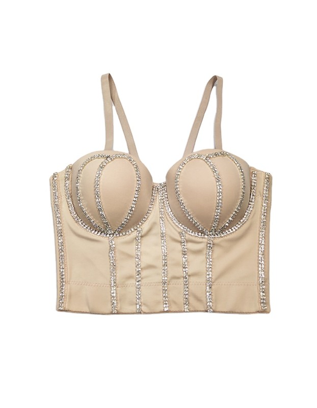 Bright Drill Tight Wrap Chest Suspender Inner Take Top Nail Bead Corset KN8185