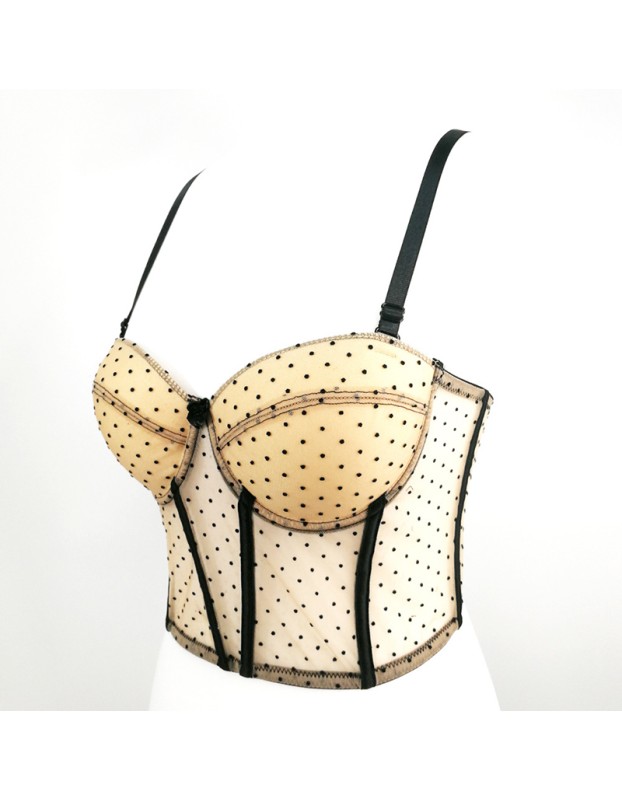 Polka Dot Lace Embroidery Sexy Women Chest Wrap Translucent Top KN8262