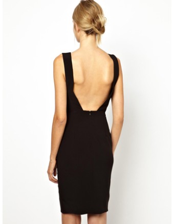 Black Open Front Patchwork Bodycon Dress Sexy Midi Dress M3623