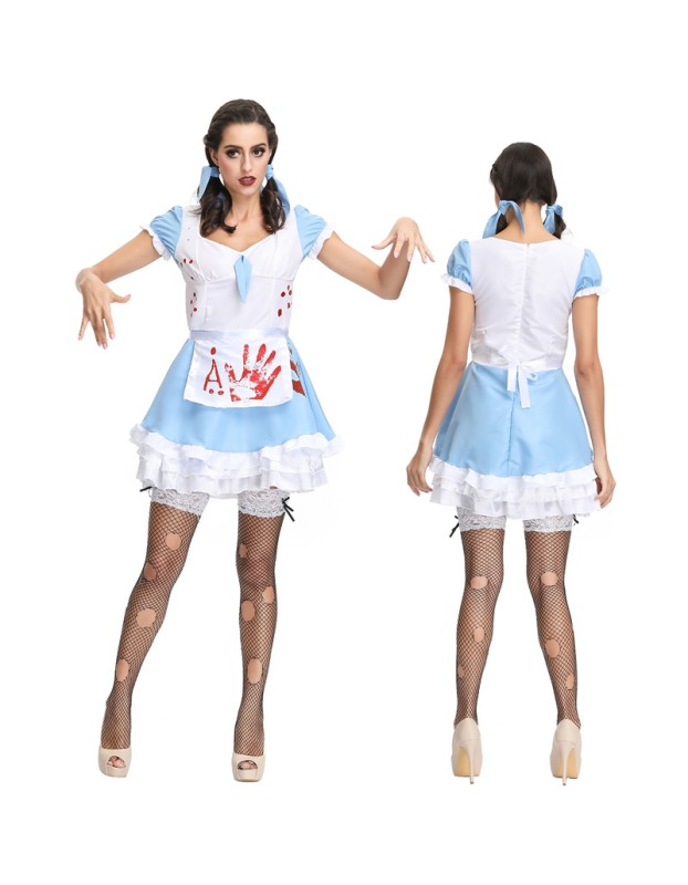 Halloween Dress for Women Scary Zombie Maid Bloody Costume M40663