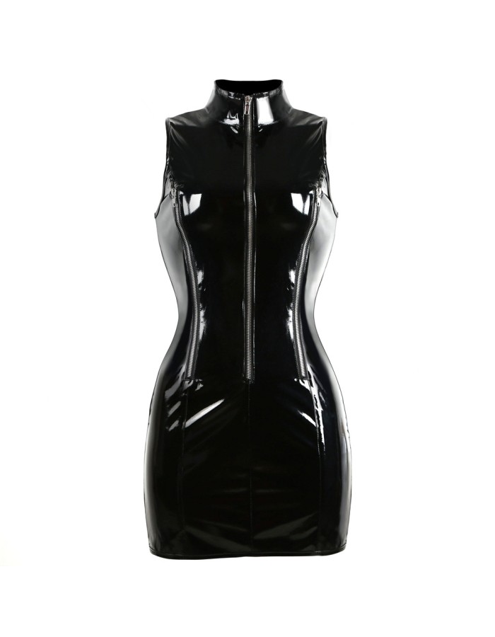 Wholesale Sleeveless Mini Leather Dress M7277