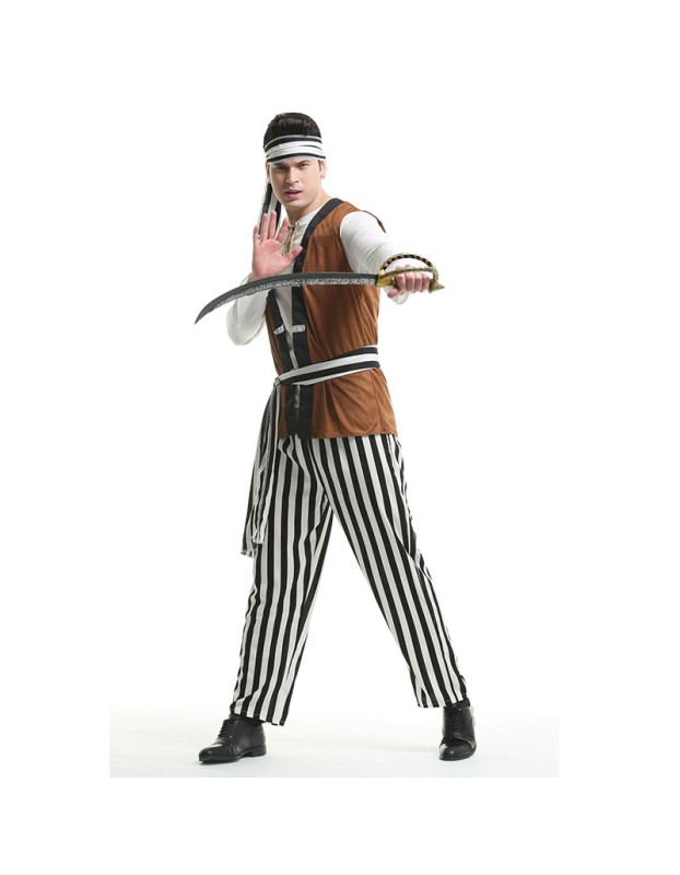 Men Pirates Of The Caribbean Costume Game Halloween Knight Costume XY82239