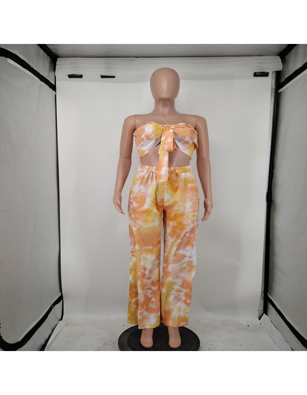 sexy tube top slim two piece top and pants sets M8599