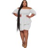 Solid Color Plus Size Women's Independent Stand One Shoulder Two Piece Set YM8627