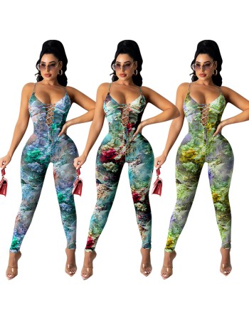 sleeveless bodycon halter top romper jumpsuit M30126
