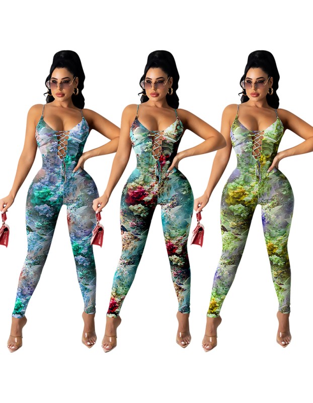 sleeveless bodycon halter top romper jumpsuit M30126