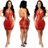 Bead Piece Halter V-neck Clothes Sexy Club Ladies Dress X5000
