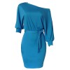 Women-fashion-batter-sleeve-solid-color-dress M8466