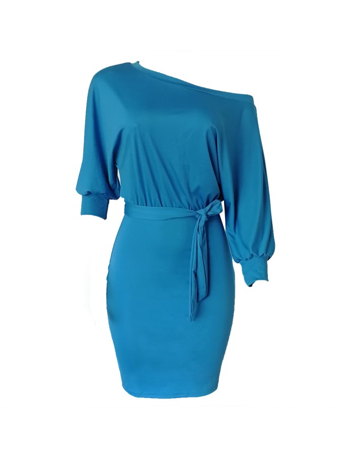 Women-fashion-batter-sleeve-solid-color-dress M8466