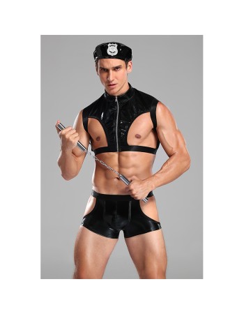 Police Cosplay Costume Male Corset Leather Sexy Set Strong Underwear 20210