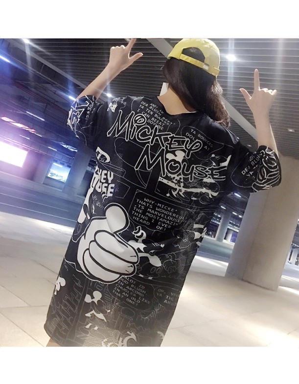 Cartoon Design Mickey Mouse Women T shirt Dress M8371