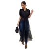 One Piece Stand Collar Women Sexy Shirt Midi Dress M8596