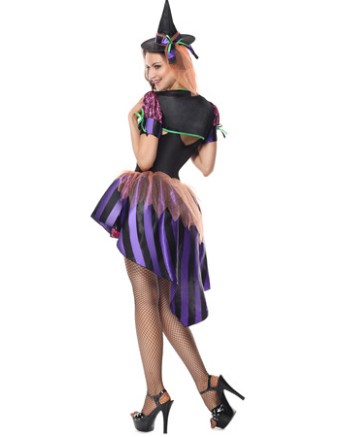 Sexy Adult Witch Costume Purple Swallowtail Dress m40051