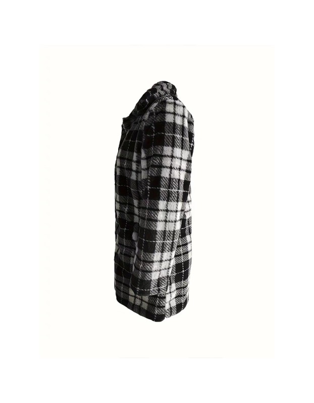 Black And White Extra Cover Women's Leopard Print Pocket Loose Plush Coat YM8629