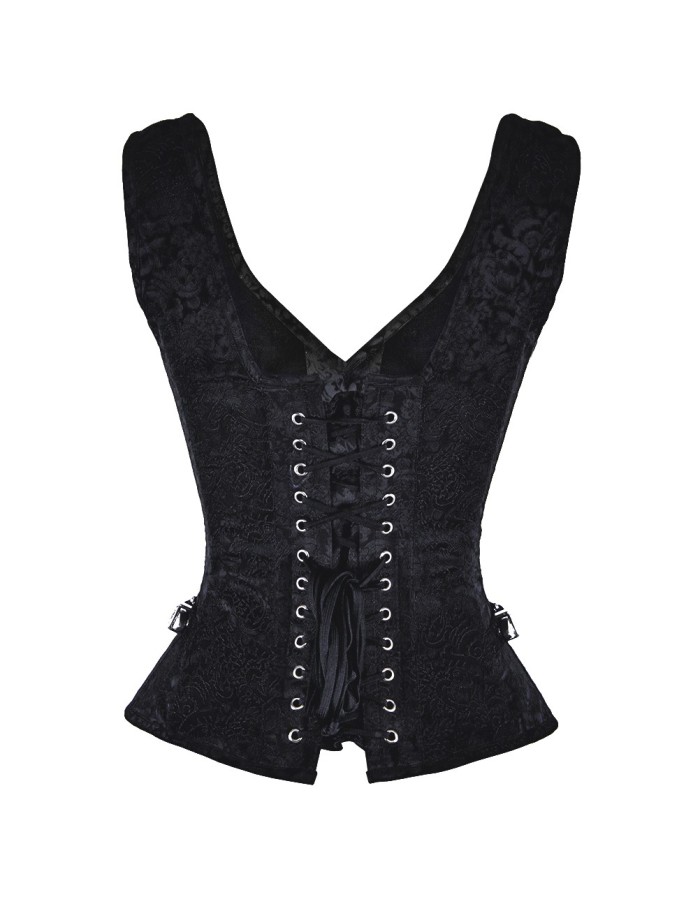 Sliver Button Front steel Boned jacket corset mysterious frower embroidered corset for women