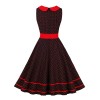 New Sstyle Women Lapel Polka Dot Color Contrast Vintage Swing Dress 3291
