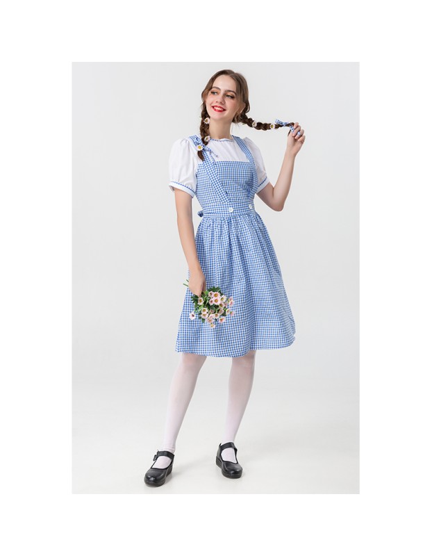 The Wizard Of Oz Cosplay Dorothy Adult Stage Costume Elise Maid Dress YM0915