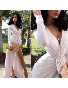 Sexy White Long Sleeves Evening Dress M3938