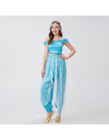 Halloween Costume Aladdin Magic Lamp Princess Jasmine Dress Cosplay Animation YM0914
