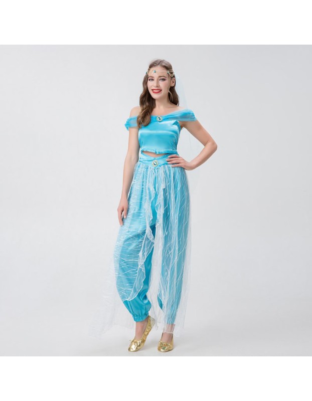 Halloween Costume Aladdin Magic Lamp Princess Jasmine Dress Cosplay Animation YM0914