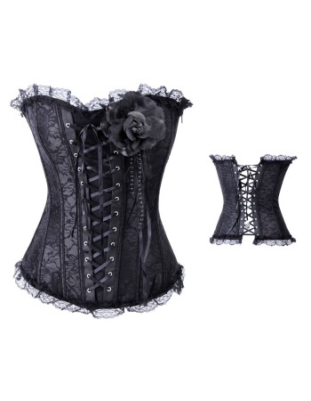 Lady satin embroidered lace corset M1589