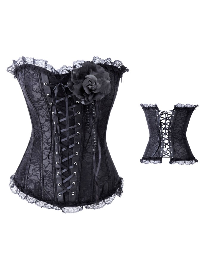 Lady satin embroidered lace corset M1589