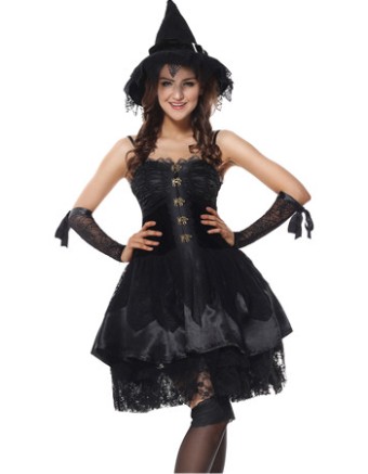 Women Sexy Lace Witch Costume for Halloween Party m40392