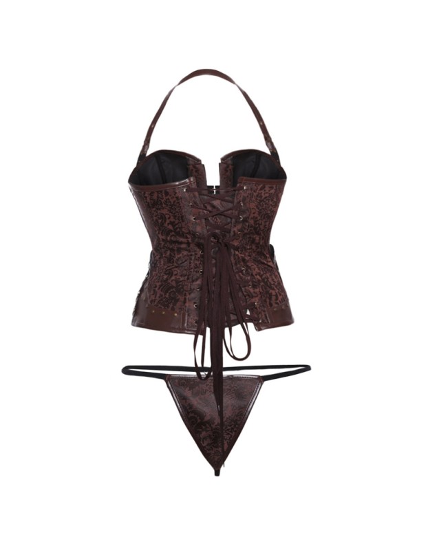 Halter Brown Steampunk Corset m1410